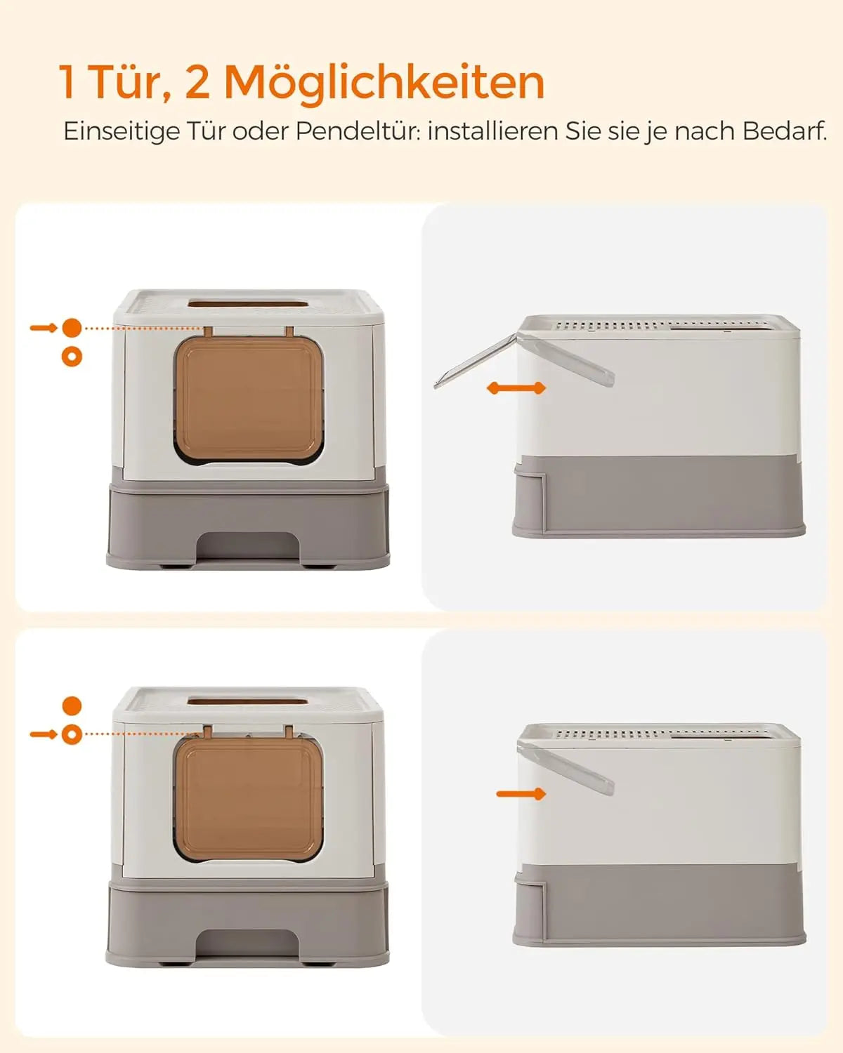 Katzentoilette mit Deckel auslaufsicher Haferflockenfarben von Songmics