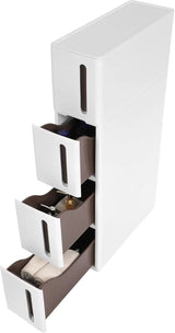 Nischenregal Rollwagen Schubladen Badregal Weiss-Braun von Songmics