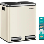 Treteimer 2x15L Softclose sandbeige-tintenschwarz von Songmics