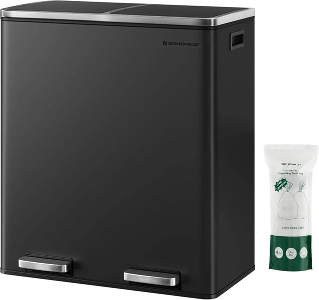 Mülleimer Mülltrennsystem 60L Softclose Schwarz von Songmics
