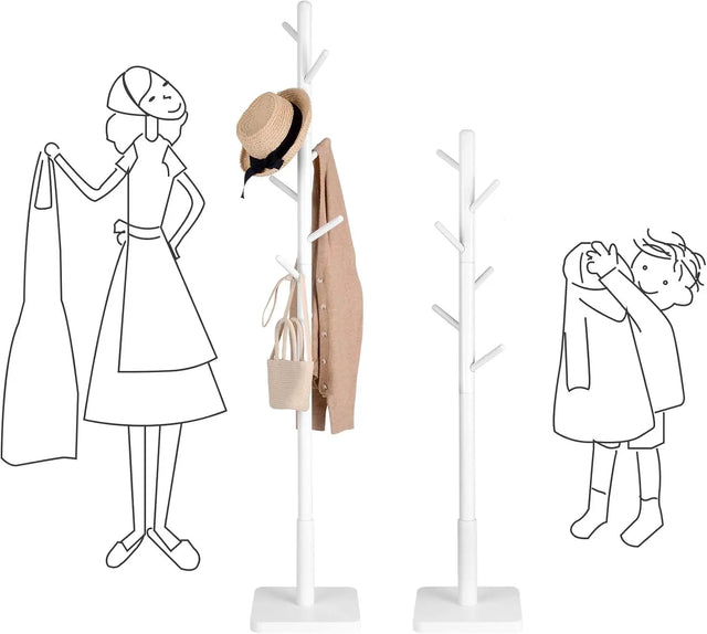 Garderobenständer Massivholz Baumform Wolkenweiss von Songmics