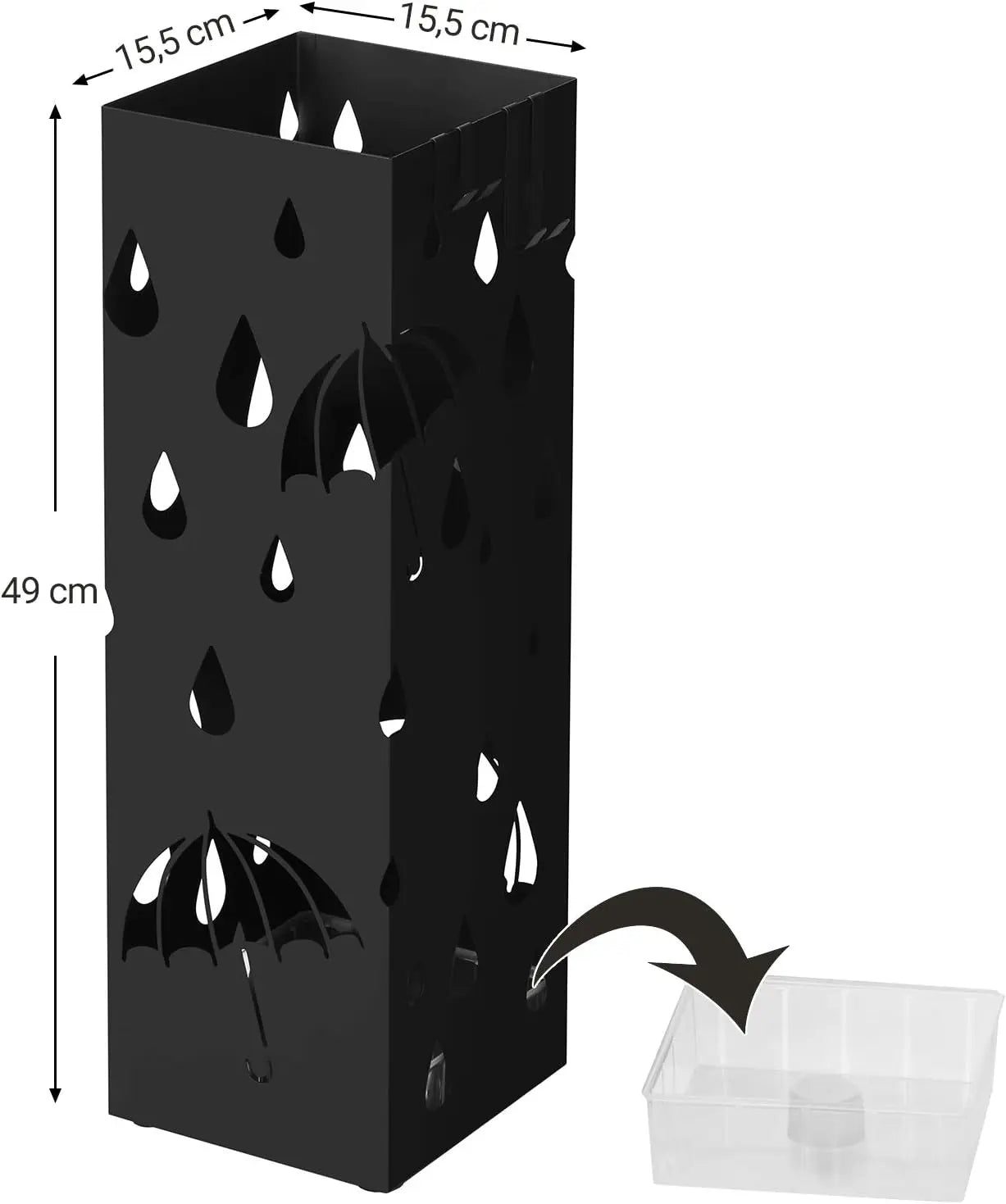 Regenschirmständer Metall quadratisch mit Haken Muster Regenschirme Schwarz von Songmics