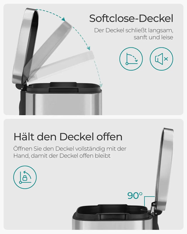 Mülleimer Küche 30L Softclose silbern von Songmics
