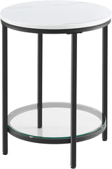 Beistelltisch mit 2 Ebenen marmorweiss von Songmics