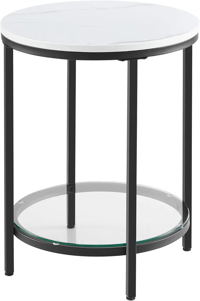 Beistelltisch mit 2 Ebenen marmorweiss von Songmics