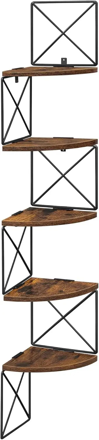 Eckregal Zickzack-Design 5 Ebenen Vintagebraun-Schwarz von Songmics