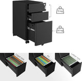 Rollcontainer Büroschrank abschliessbar Schubladen schwarz von Songmics