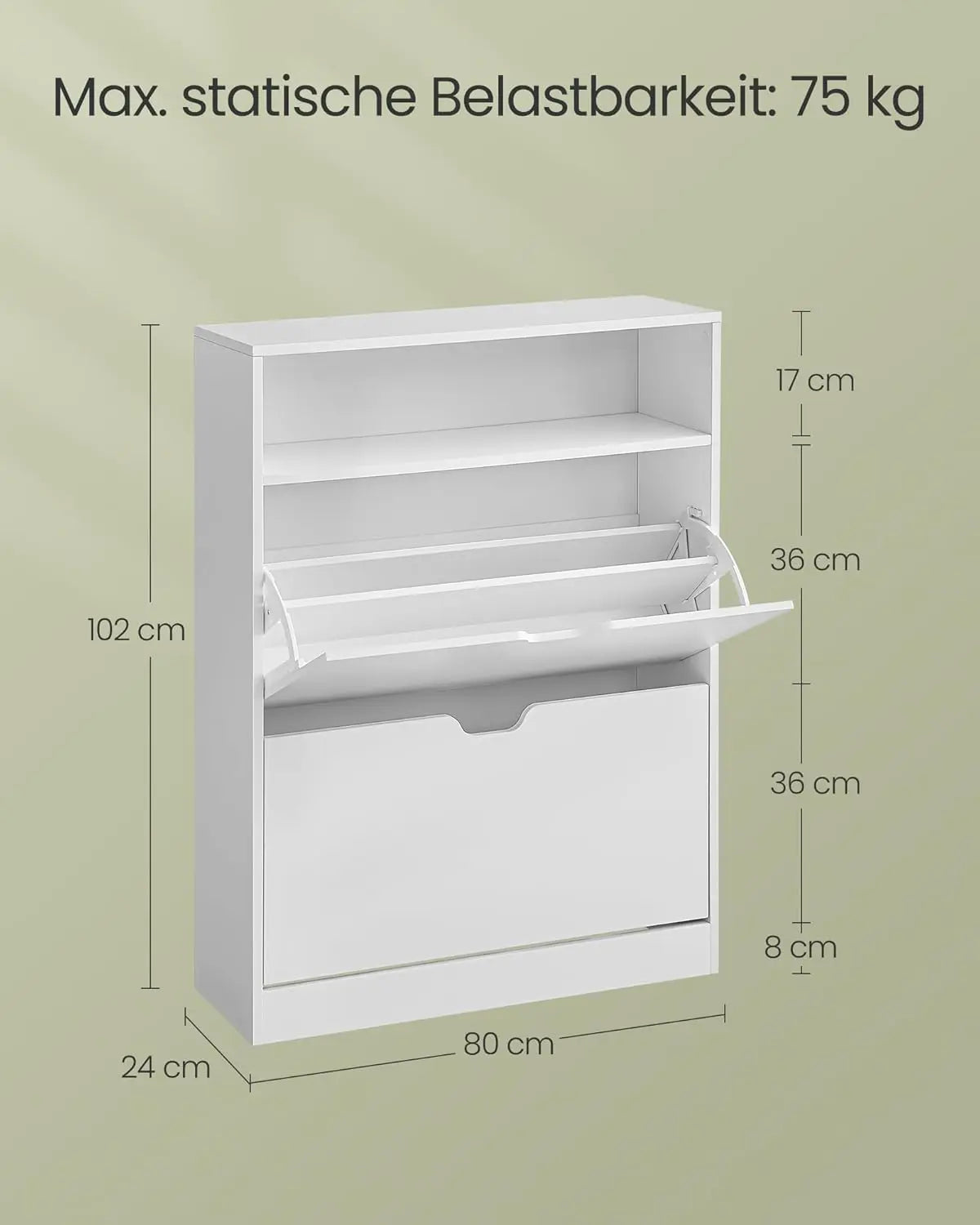 Schuhschrank mit verstellbarer Trennwand Weiss von Songmics