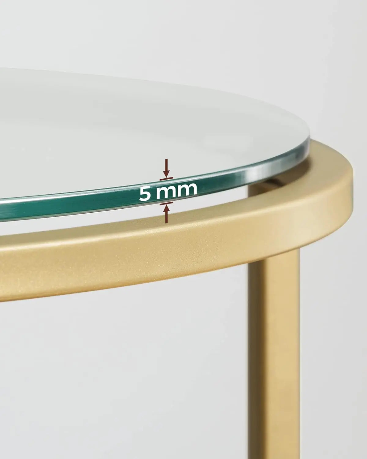 Beistelltisch rund Hartglas Metallgestell Gold von Songmics