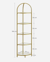 Eckregal 5 Ebenen Glasregal Gold von Songmics