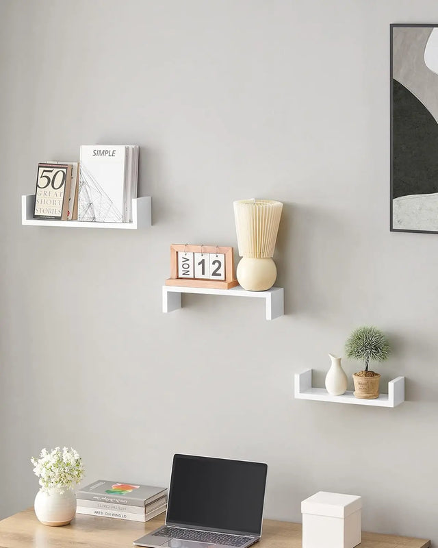 Wandregal Set Schweberegal Hochglanz Weiss von Songmics