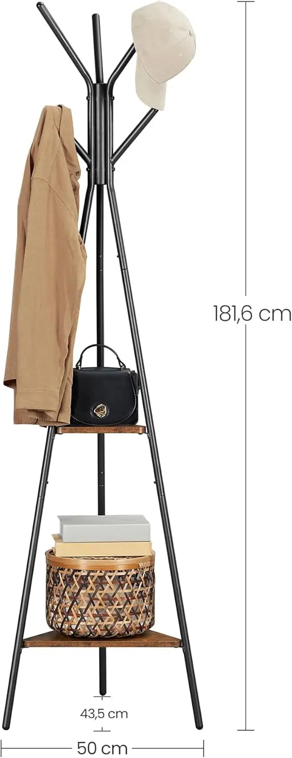 Garderobenständer Industrie-Design mit Ablagen vintagebraun-schwarz von Songmics