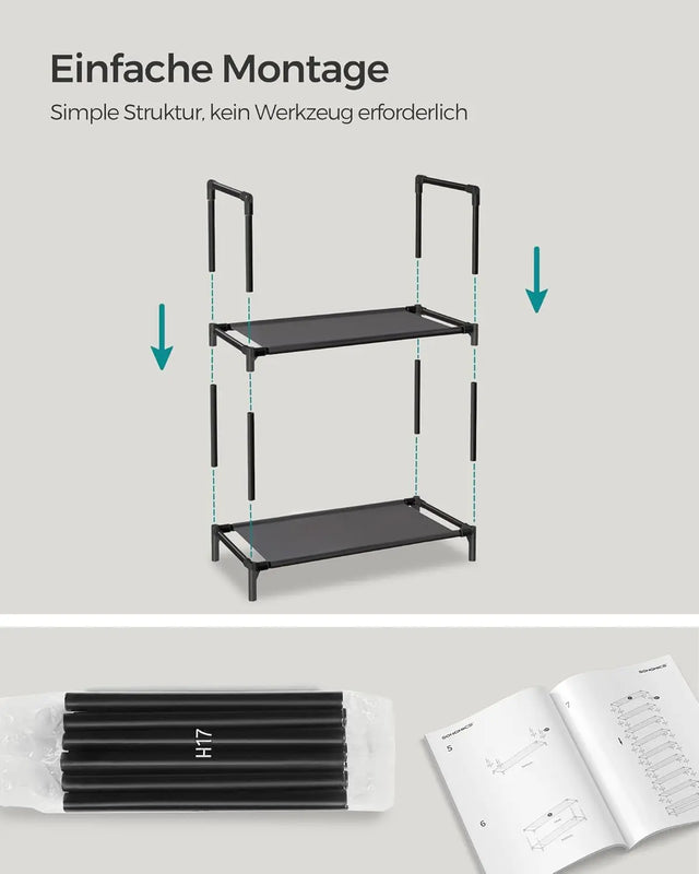 Schuhregal Metallgestell 10 Ebenen Schwarz von Songmics
