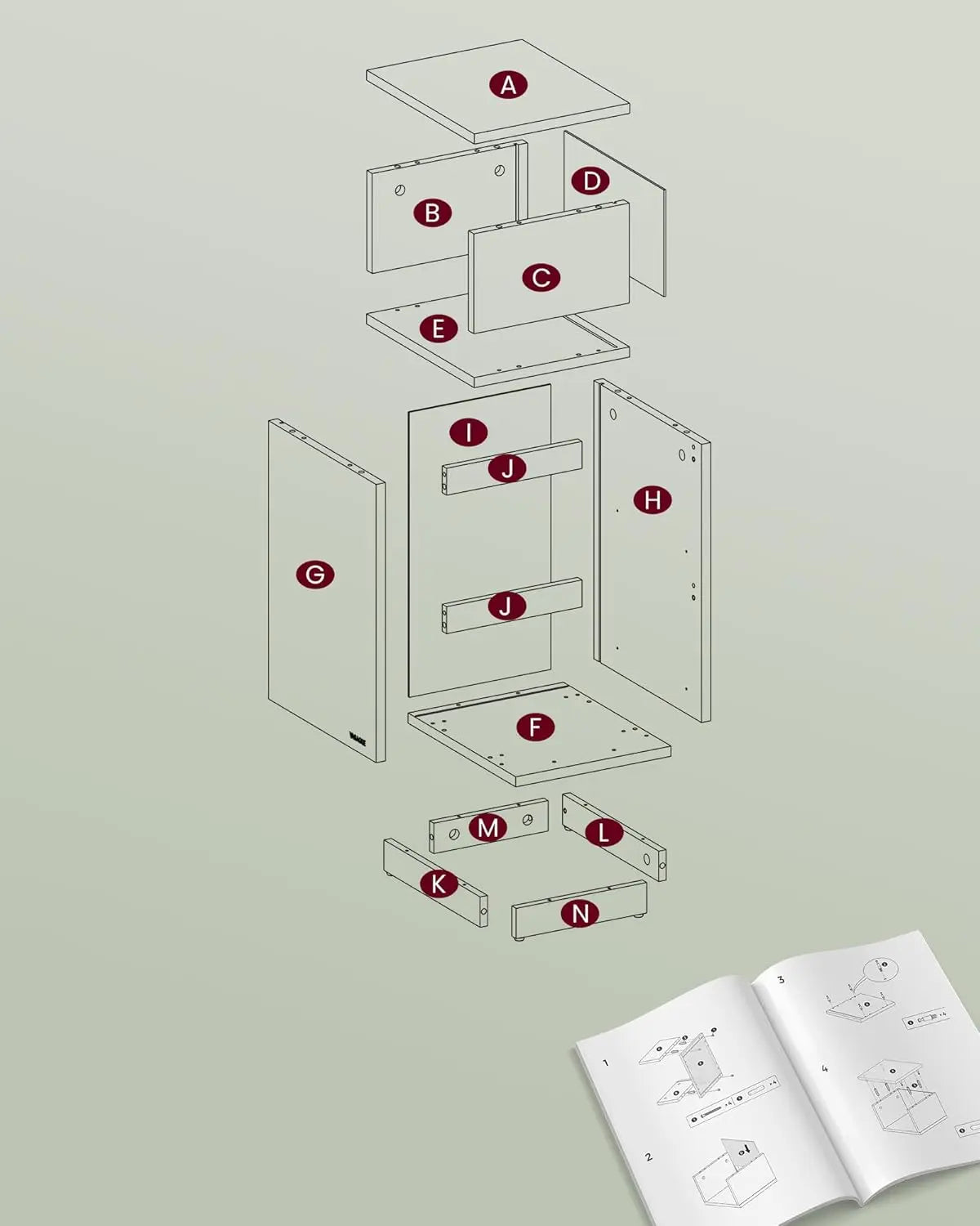 Nachttisch schmal 2er-Set weiss Holz von Songmics
