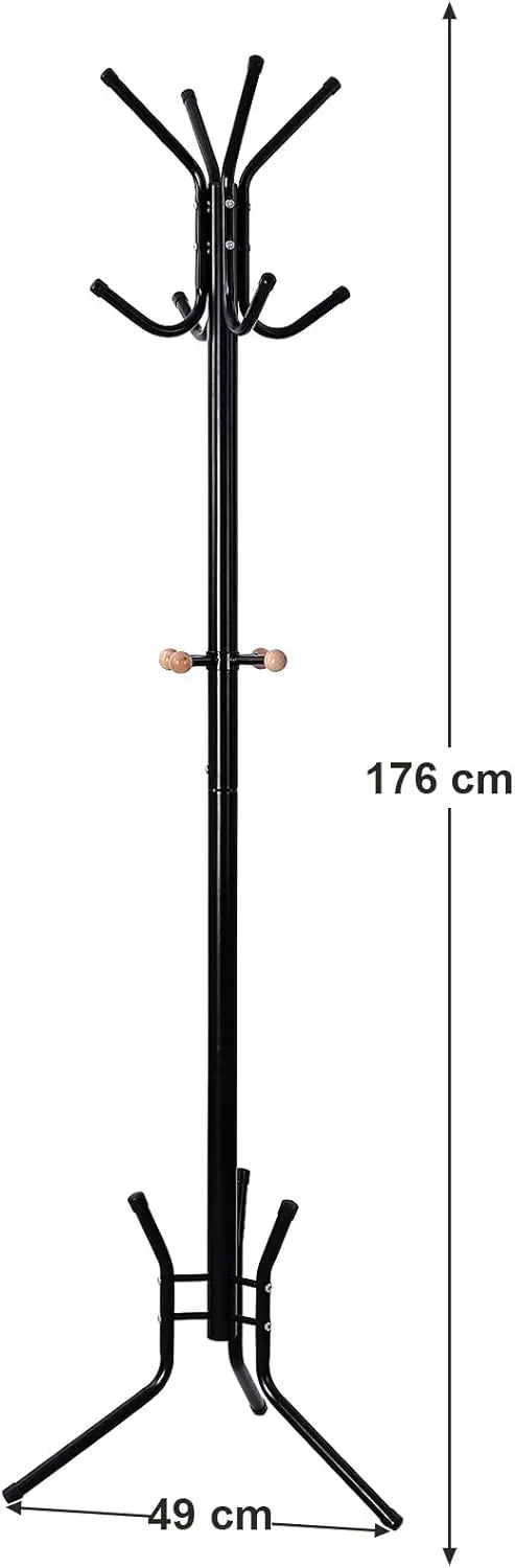Garderobenständer Metall mit 12 Haken Schwarz von Songmics