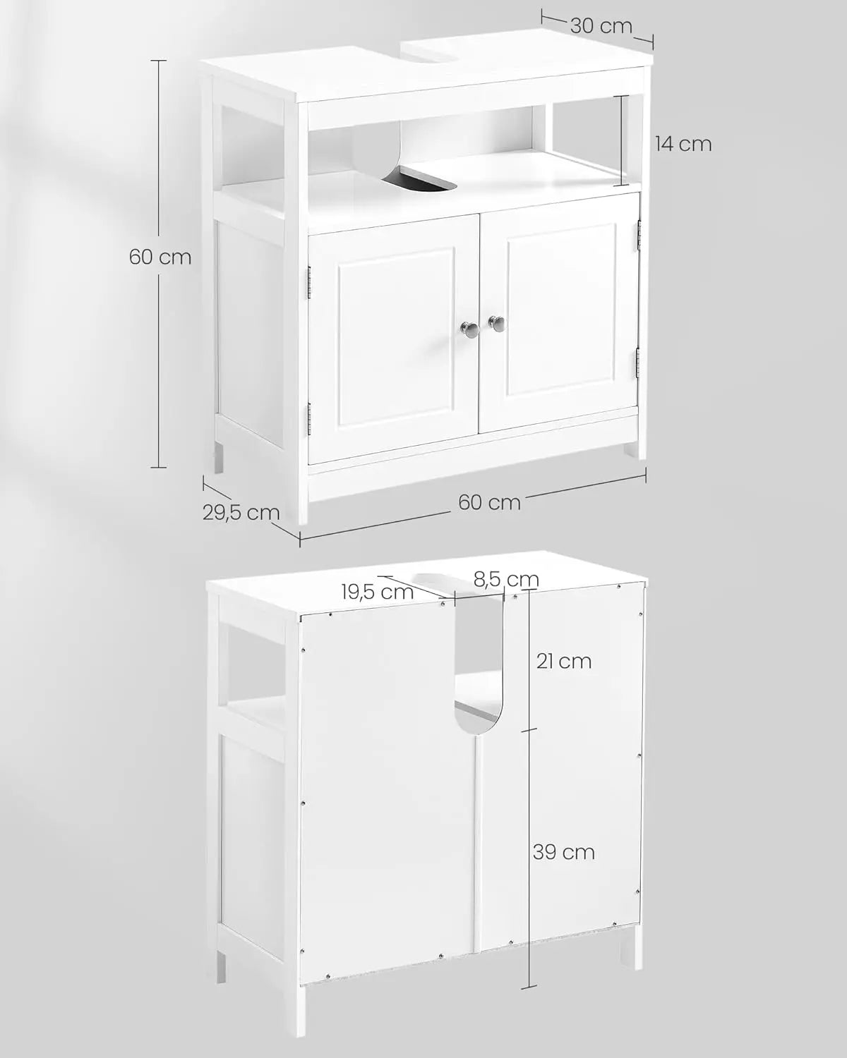 Waschbeckenunterschrank 60cm weiss Holz von Songmics