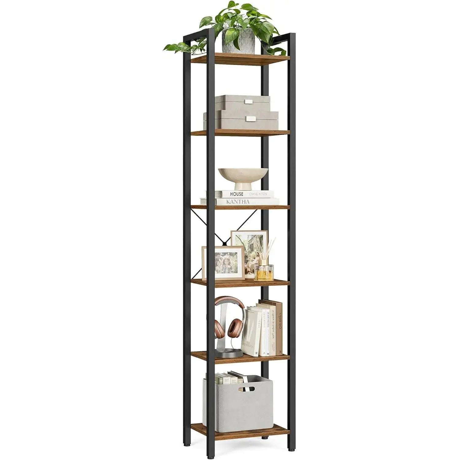 Regal Standregal mit 6 Ebenen Vintagebraun von Songmics