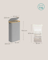 Wäschekorb zusammenklappbar mit Bambusgriffen taubengrau von Songmics