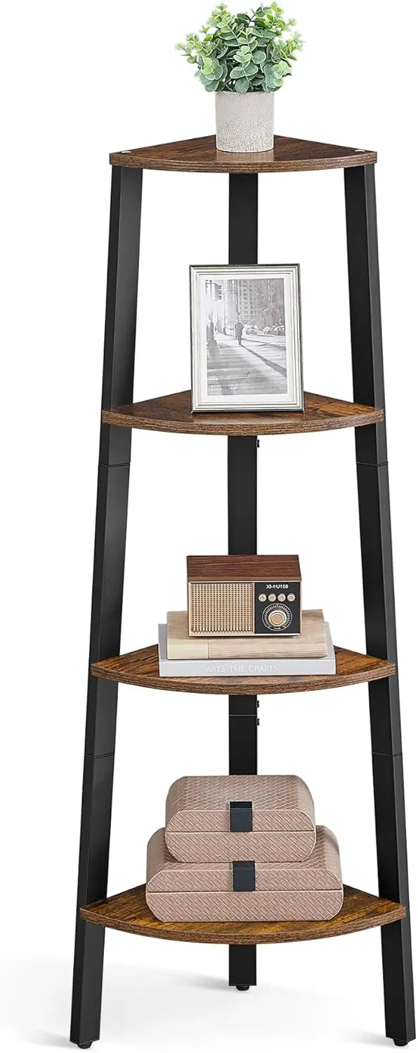 Eckregal Leiterregal Aufbewahrungsregal Industrial Vintagebraun-Schwarz von guteszeug.ch