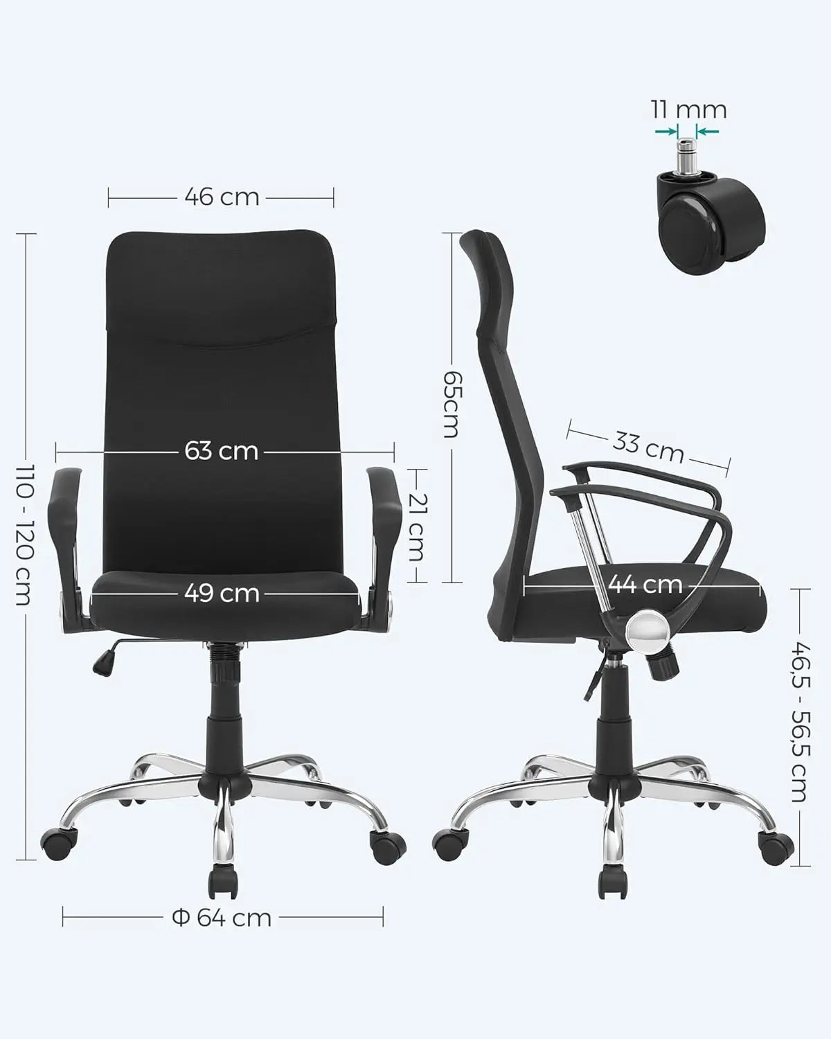 Bürostuhl ergonomisch höhenverstellbar gepolstert schwarz von Songmics