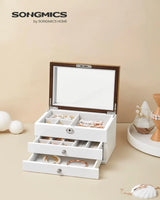 Schmuckkästchen mit Spiegel und Schubladen Weiss von Songmics