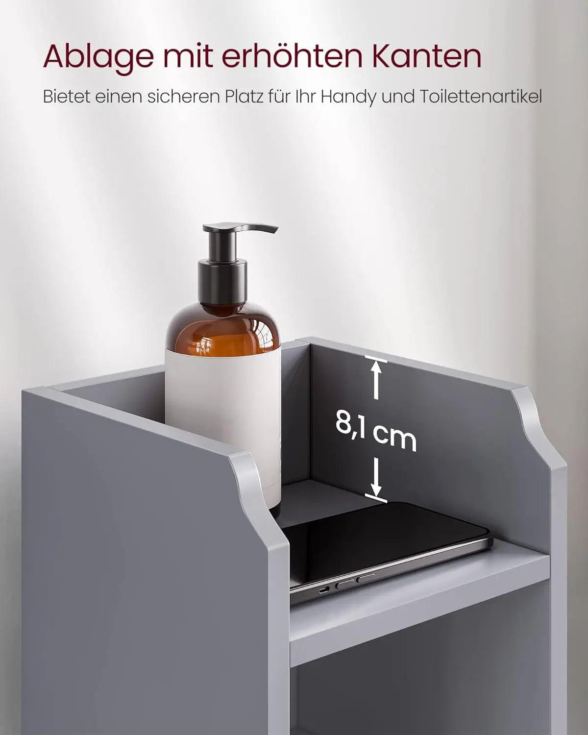 Badezimmerschrank schmal grau Holz von Songmics