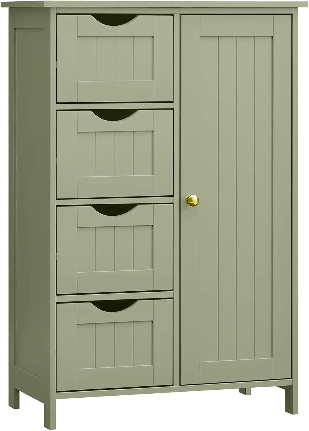 Badezimmerschrank schmal lorbeergrün 4 Schubladen von Songmics