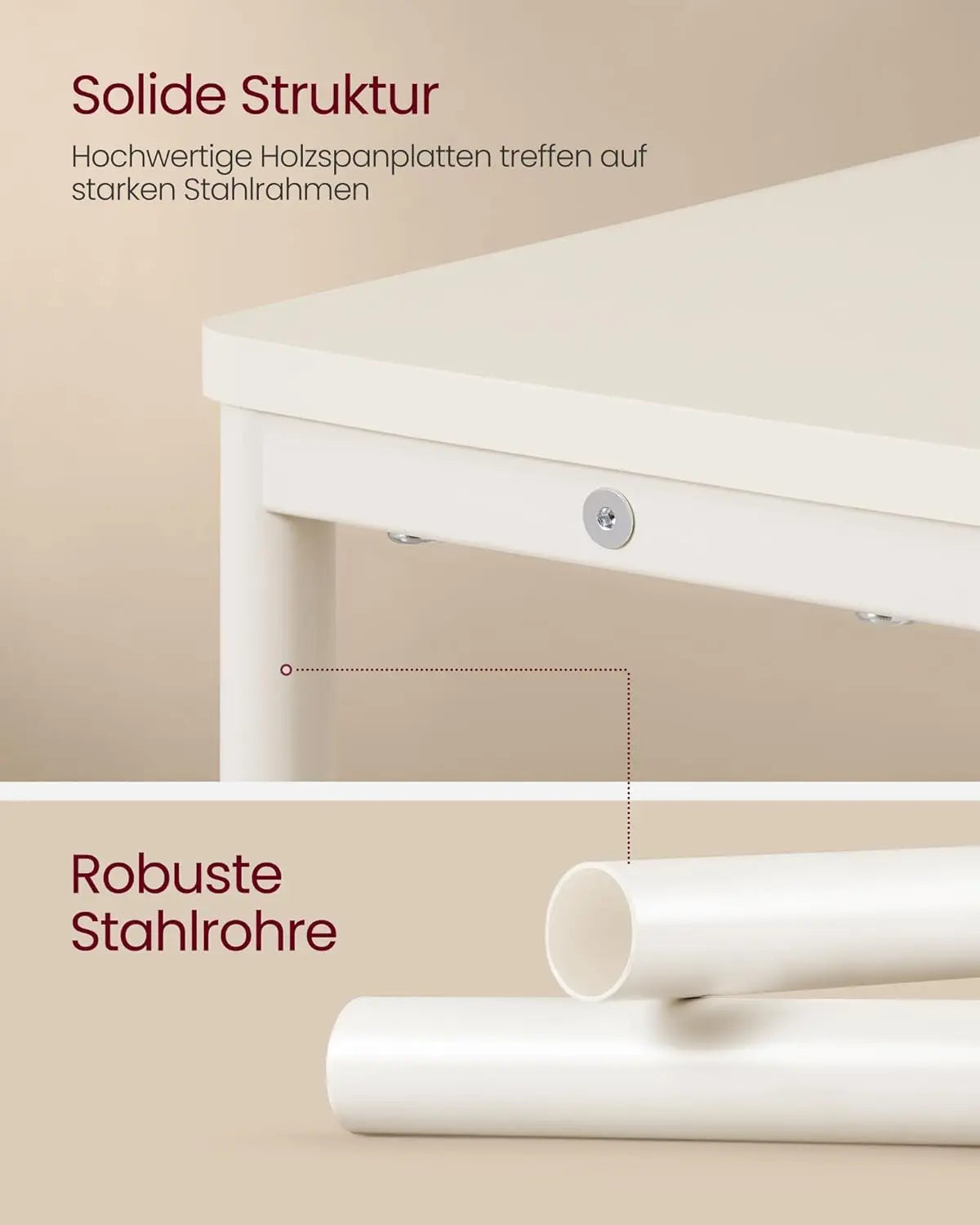 Beistelltisch mit Ladefunktion, cremeweiss von Songmics
