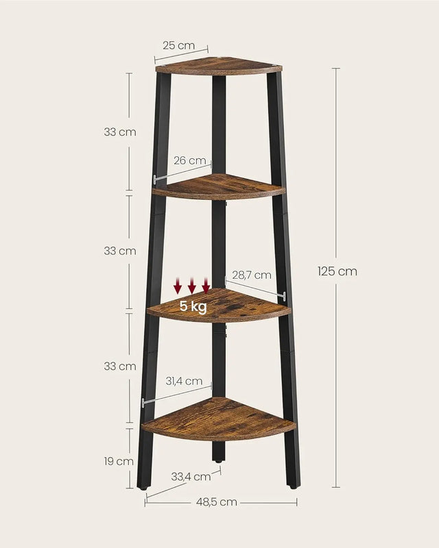 Eckregal Leiterregal Aufbewahrungsregal Industrial Vintagebraun-Schwarz von guteszeug.ch