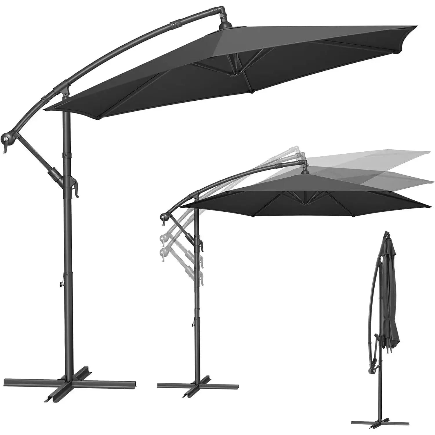 Ampelschirm 300cm UV-Schutz grau von Songmics