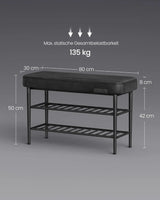 Schuhbank Kunstleder modern tintenschwarz 60er-Jahre von Songmics