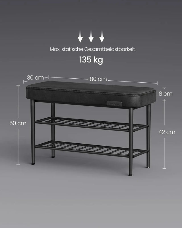 Schuhbank Kunstleder modern tintenschwarz 60er-Jahre von Songmics