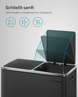 Mülleimer Mülltrennsystem 60L Softclose Schwarz von Songmics