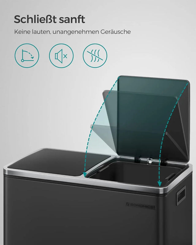Mülleimer Mülltrennsystem 60L Softclose Schwarz von Songmics