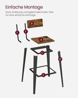 Barhocker Set mit Rückenlehne vintagebraun von Songmics