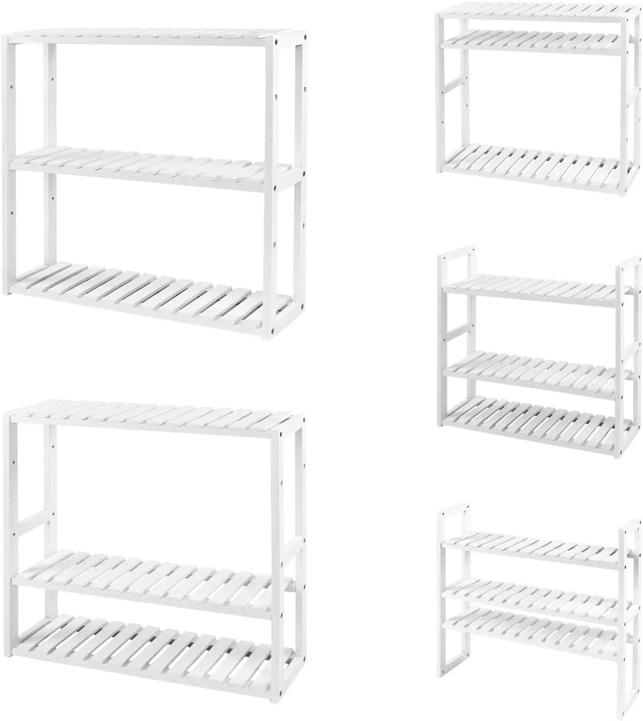 Badregal Bambus 3 Ablagen Wandmontage Weiss von Songmics