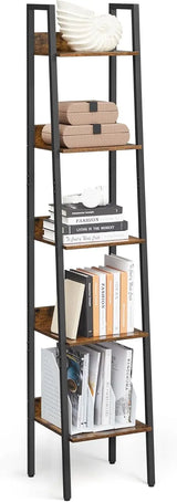 Bücherregal Leiterregal Industrie-Design Vintagebraun von Songmics