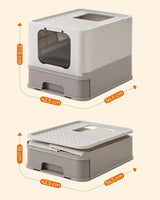 Katzentoilette mit Deckel auslaufsicher Haferflockenfarben von Songmics