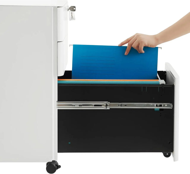 Rollcontainer Büroschrank abschliessbar Schubladen weiss von Songmics