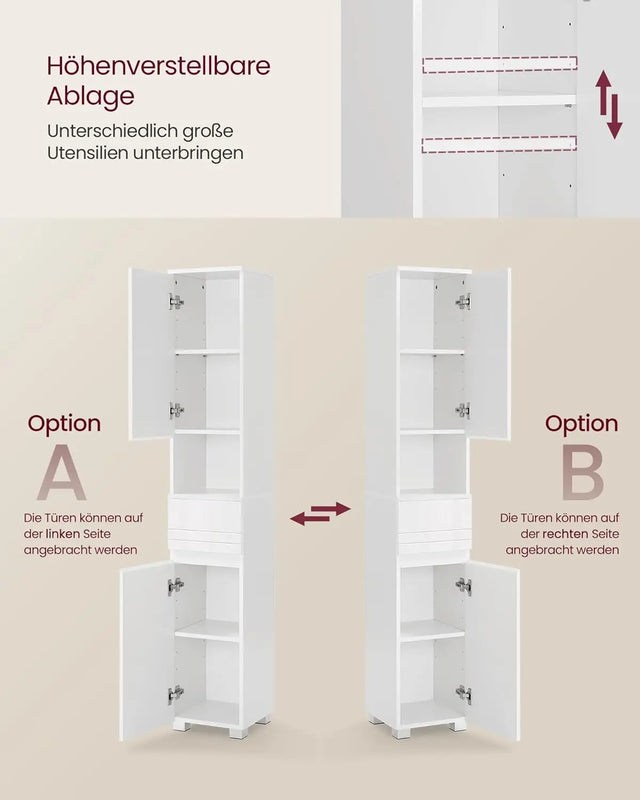 Badezimmerschrank mit Schublade verstellbar Wolkenweiss von Songmics