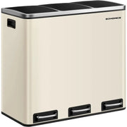 Treteimer 3-Fach 54L sandbeige Kunststoff von Songmics