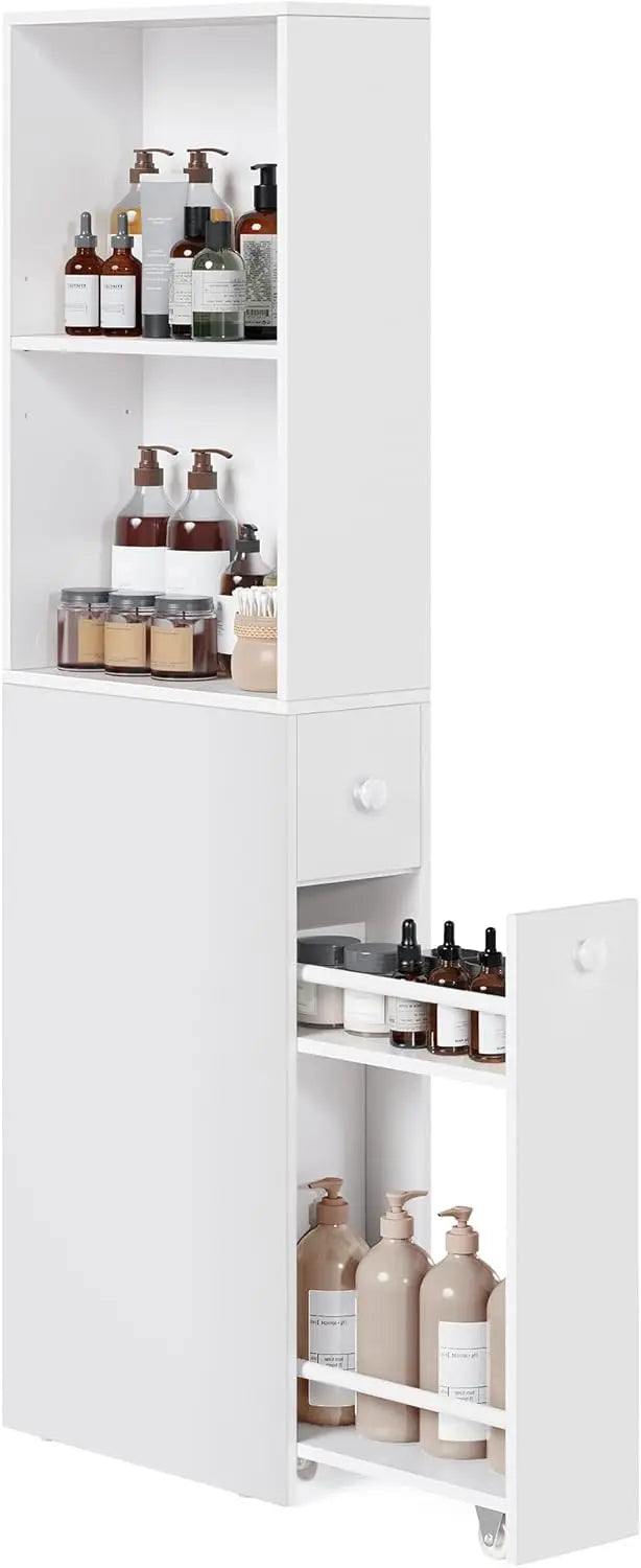 Badezimmerschrank Hochschrank freistehend klassikweiss von Songmics