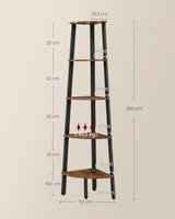Eckregal im Industrial-Design vintagebraun-schwarz von Songmics