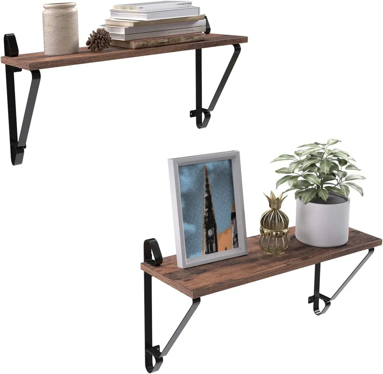 Wandregale Industrie-Design Vintagebraun-Schwarz von Songmics