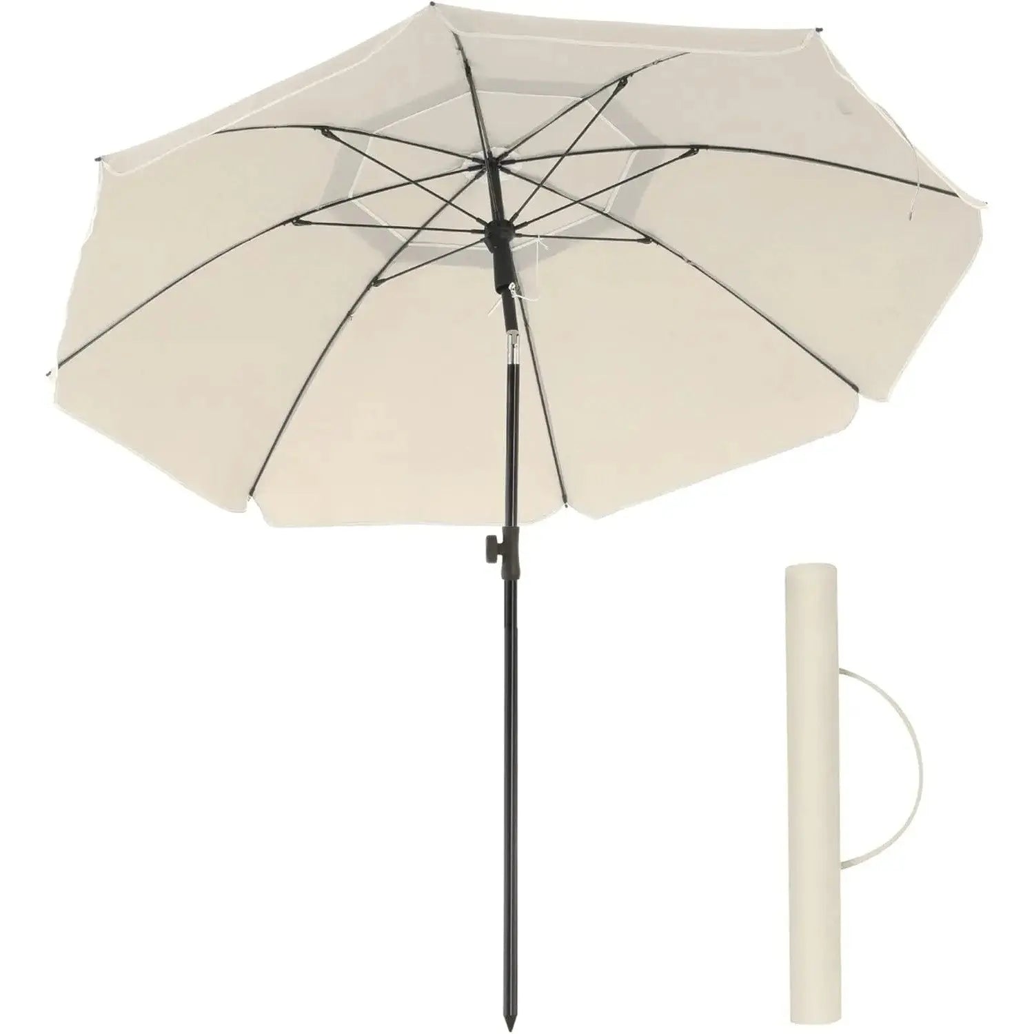 Sonnenschirm 160cm UPF50+ neigbar beige von Songmics