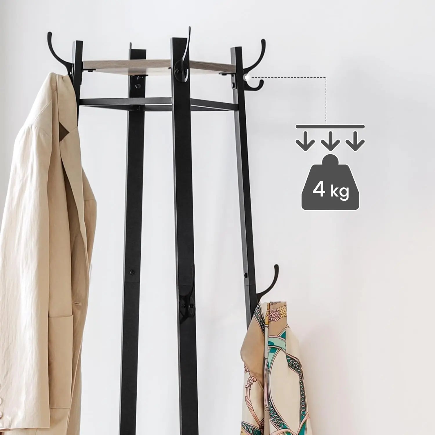 Garderobenständer 8 Haken greige Metall von Songmics
