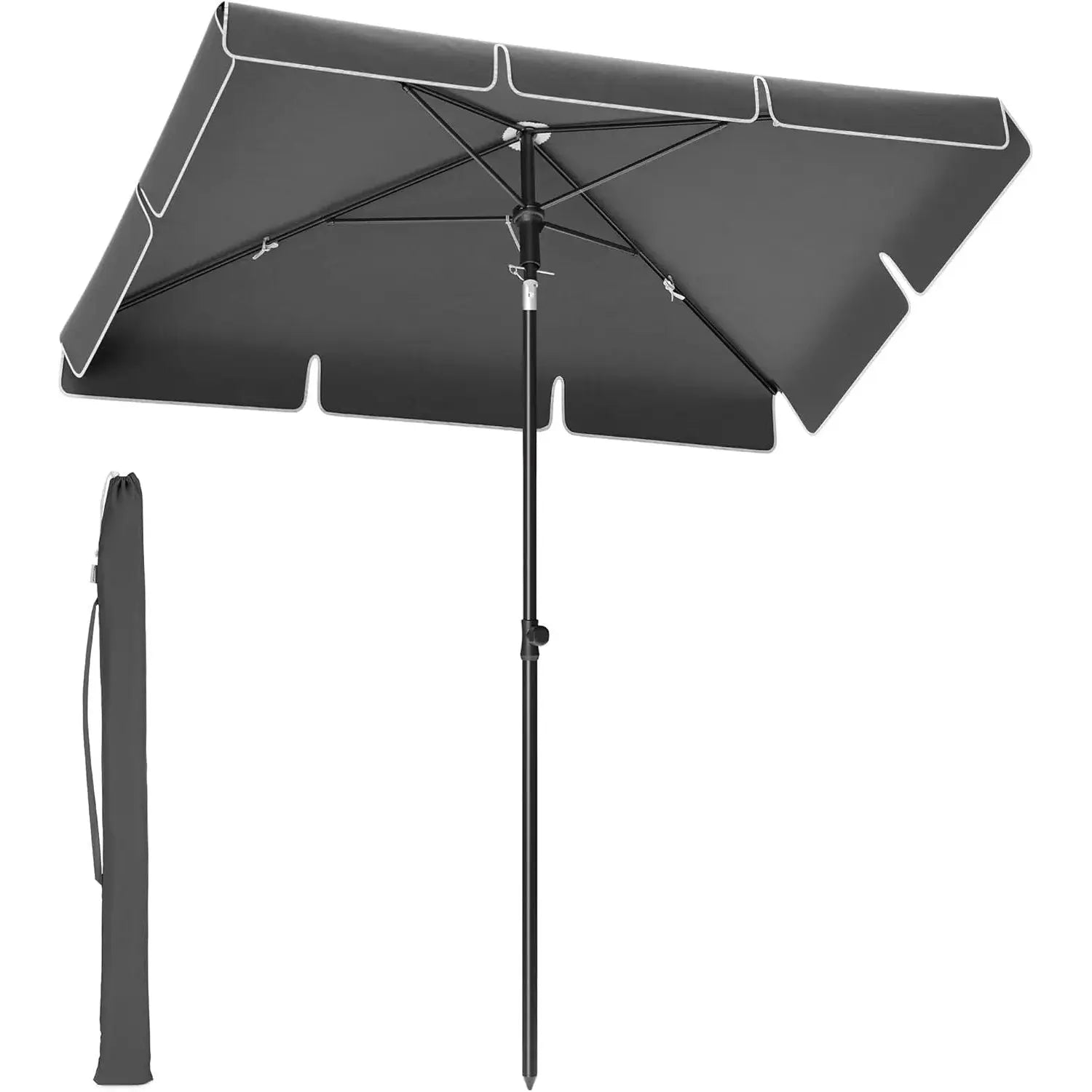 Balkonschirm knickbar UPF50+ grau Polyester 180 x 125 cm von Songmics