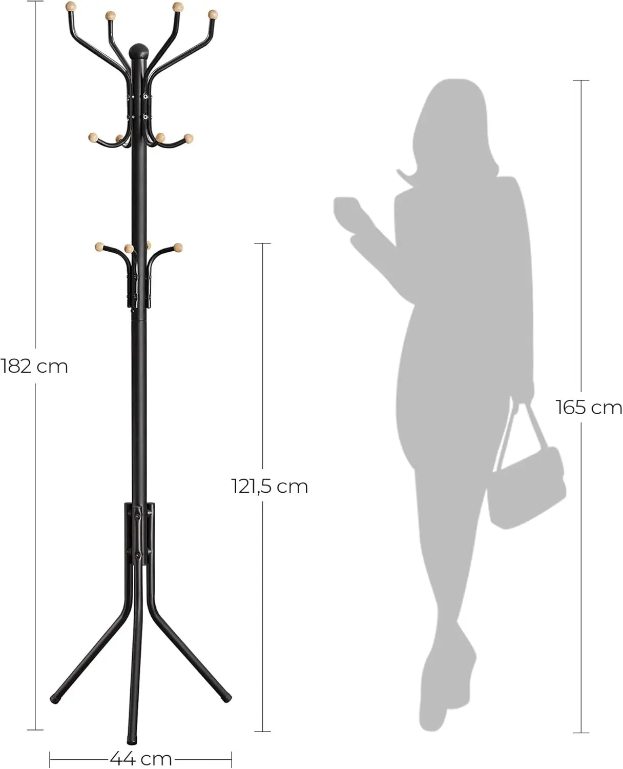 Garderobenständer Metall stabil 182 cm schwarz von Songmics