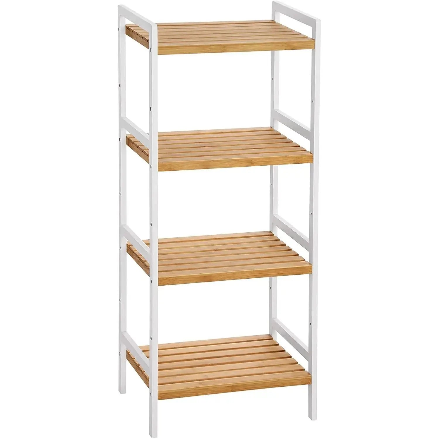 Bambus Standregal 4 Ablagen naturfarben-weiss von Songmics