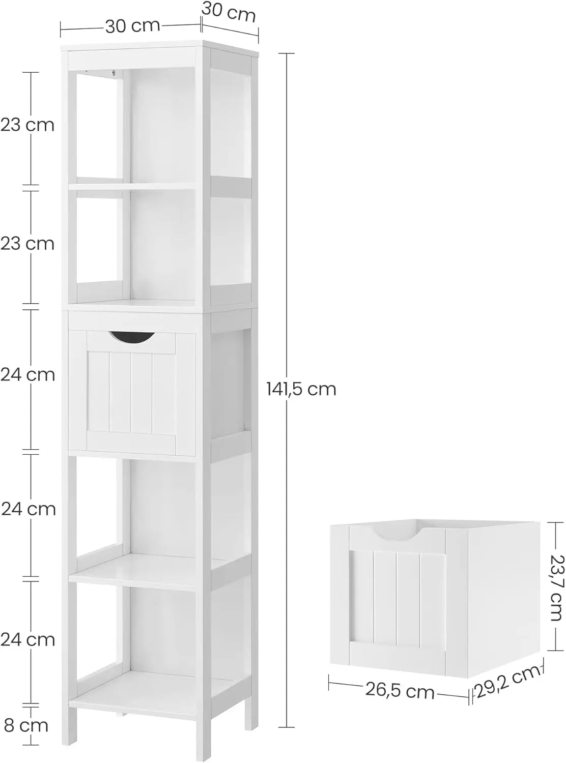 Badezimmerschrank freistehend mit Schubladen weiss von Songmics